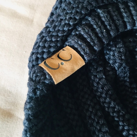 C.C. Black Beanie Cap with Tail - Picture 11 of 11